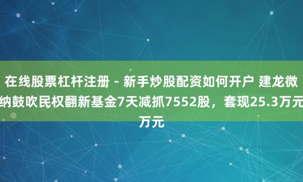 在线股票杠杆注册 - 新手炒股配资如何开户 建龙微纳鼓吹民权翻新基金7天减抓7552股，套现25.3万元