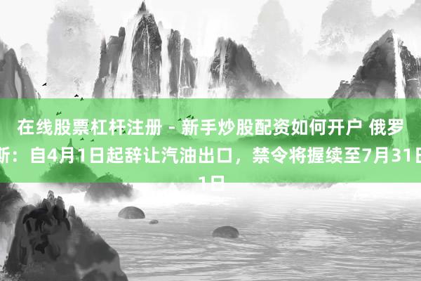 在线股票杠杆注册 - 新手炒股配资如何开户 俄罗斯：自4月1日起辞让汽油出口，禁令将握续至7月31日